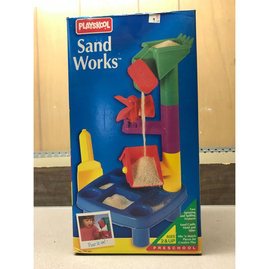 Vintage Playskool Sand Works Toy Set front of box with time picture and details