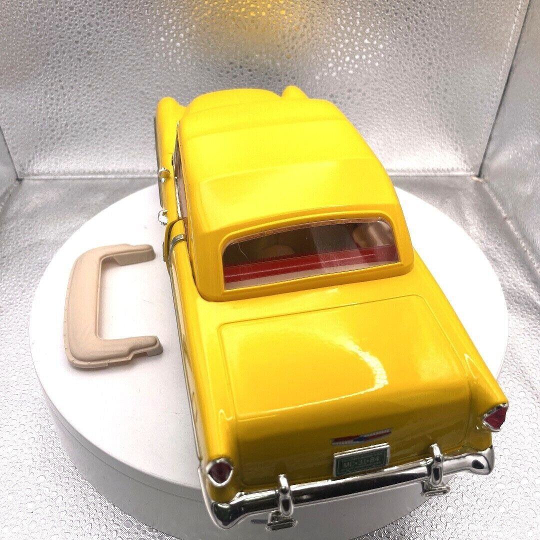 Motormax 1955 Chevrolet Bel Air Yellow Convertible Die Cast, 1/18 Scale, No. 73184 rear view