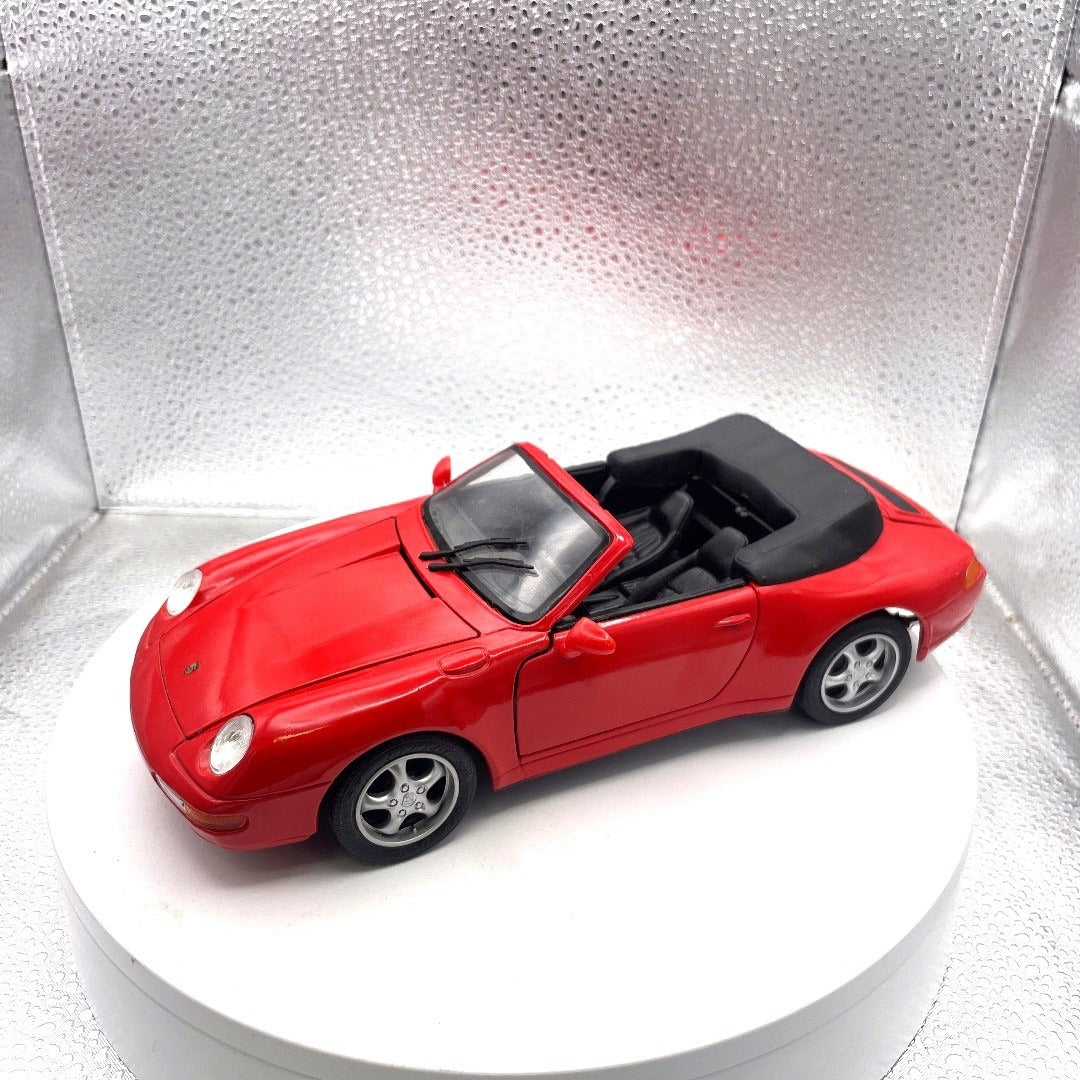  Maisto 1994 Porsche 911 Carrera Cabriolet Red Convertible Die Cast, Scale: 1/18 drivers side view