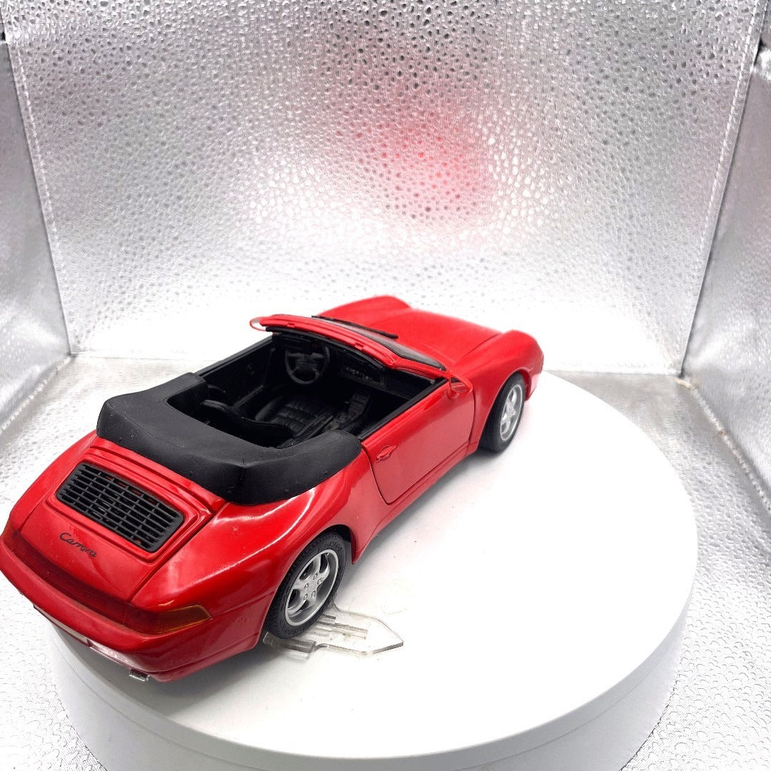 Maisto 1994 Porsche 911 Carrera Cabriolet Red Convertible Die Cast, Scale: 1/18 back end/passenger side view