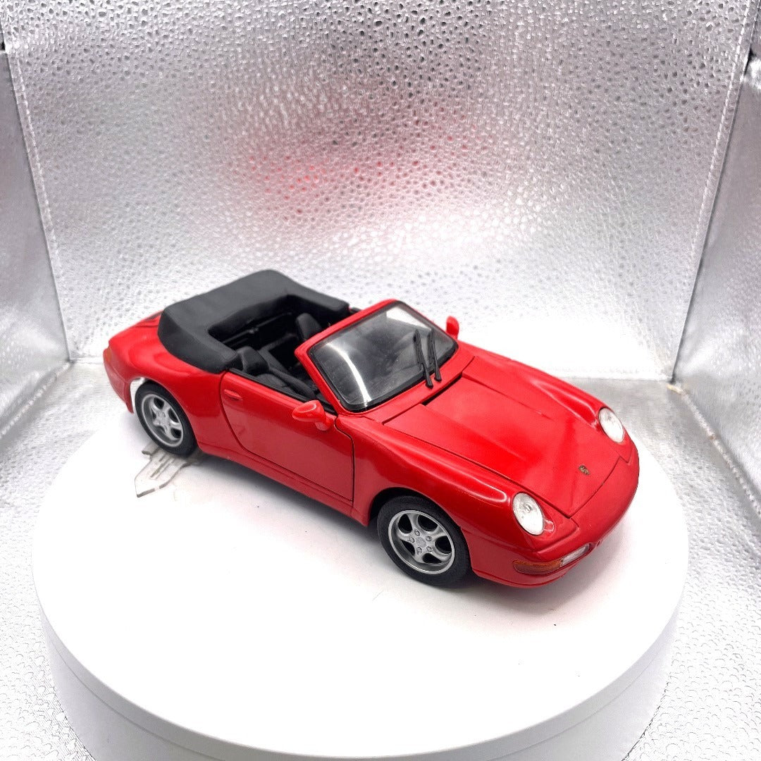 Maisto 1994 Porsche 911 Carrera Cabriolet Red Convertible Die Cast, Scale: 1/18 passenger side/front end view