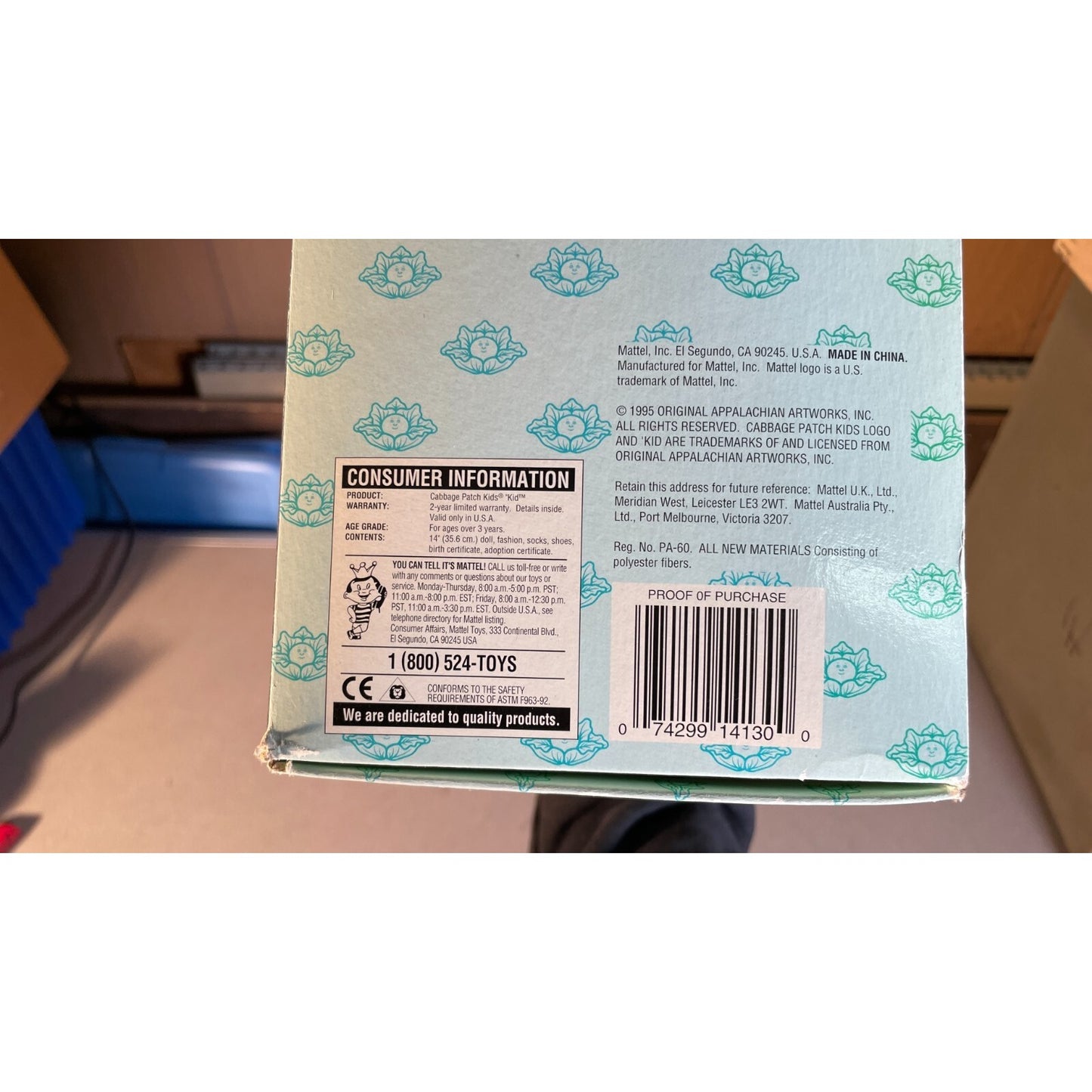Mattel Cabbage Patch Kids 14130 side of box product detail 