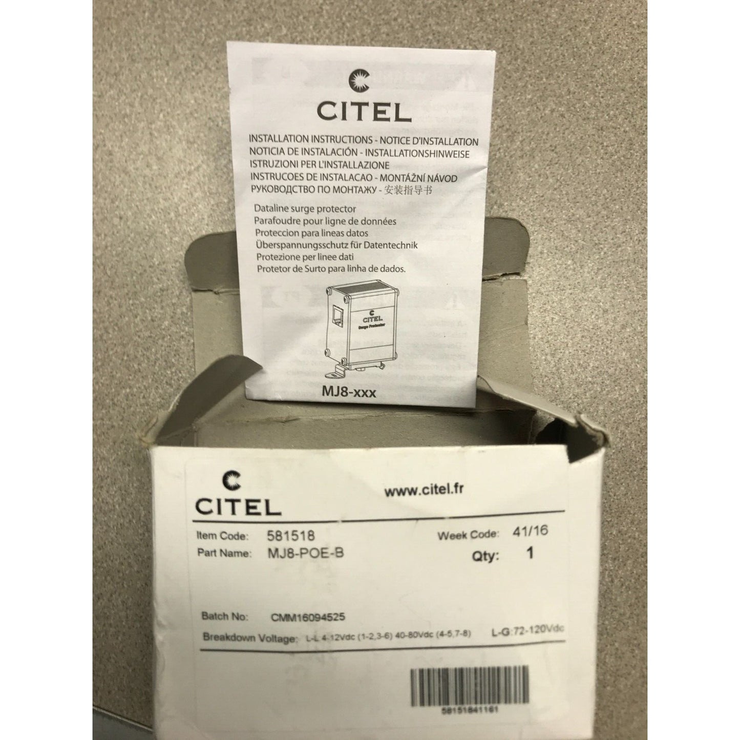Citel POE Surge Protector MJ8-POE-B box and instructions