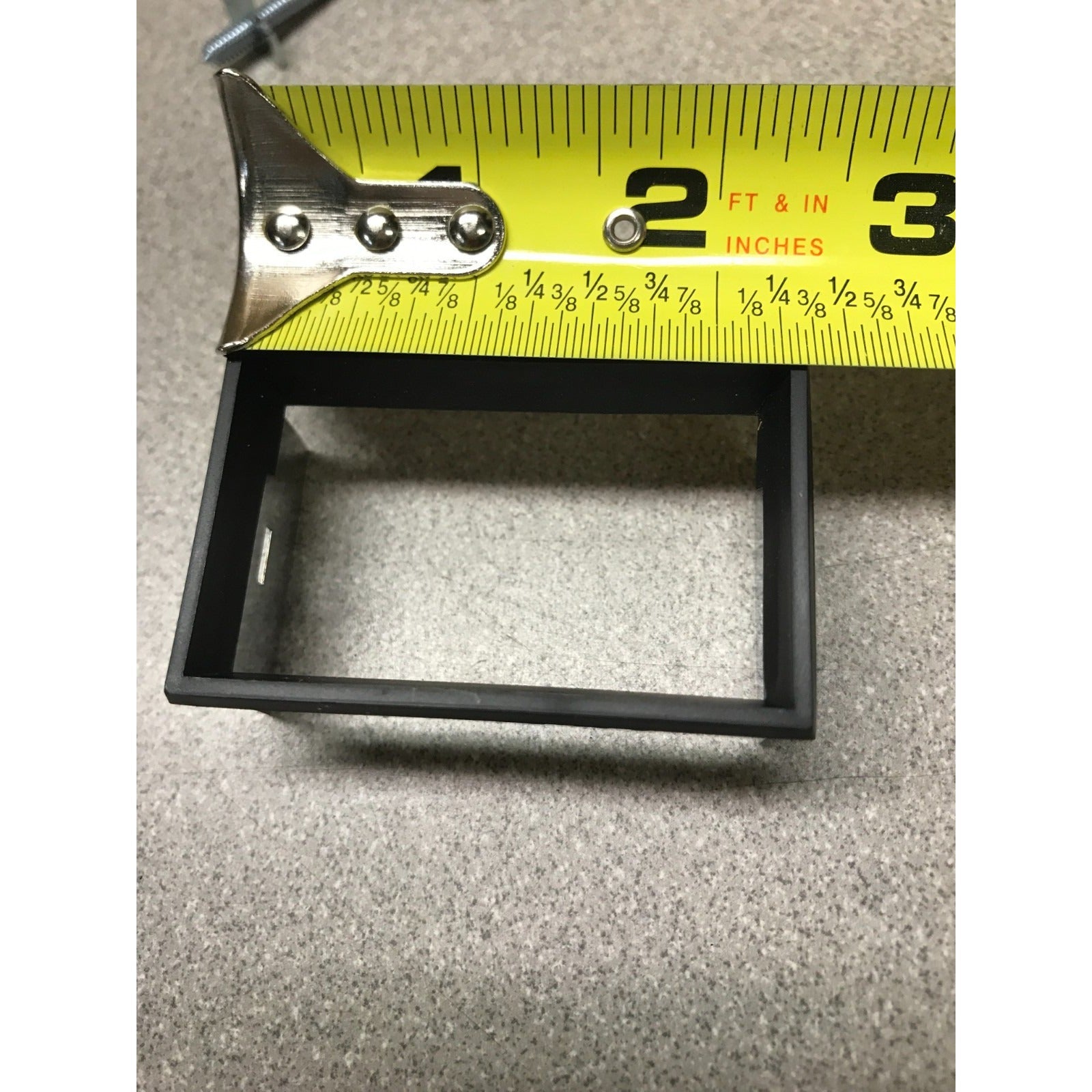 Modutec Panel Meter DC 0-50 Microamp Gauge Analog frame with measuring tape indicating approx 2 3/8 in wide