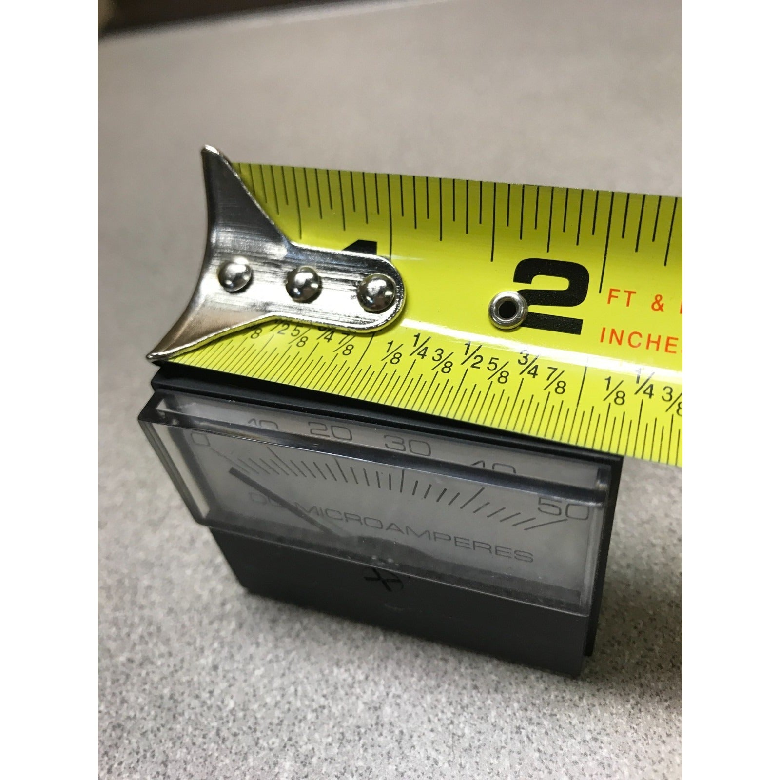 Modutec Panel Meter DC 0-50 Microamp Gauge Analog measuring tape indicating approx 2 1/4 inch wide