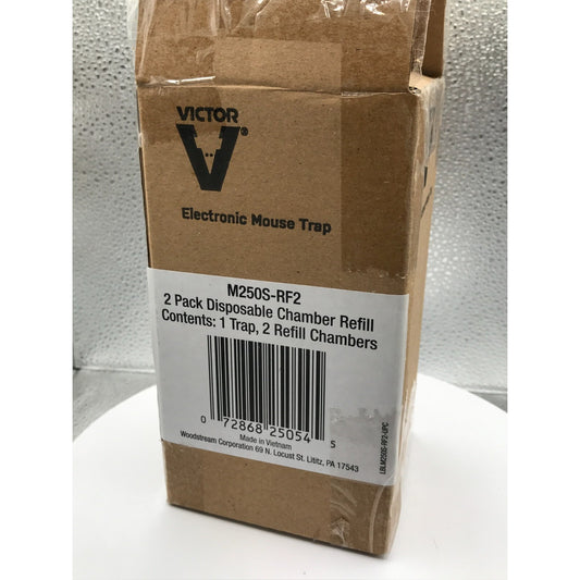 Victor Electronic Mouse Trap with 2 Refills box with content label