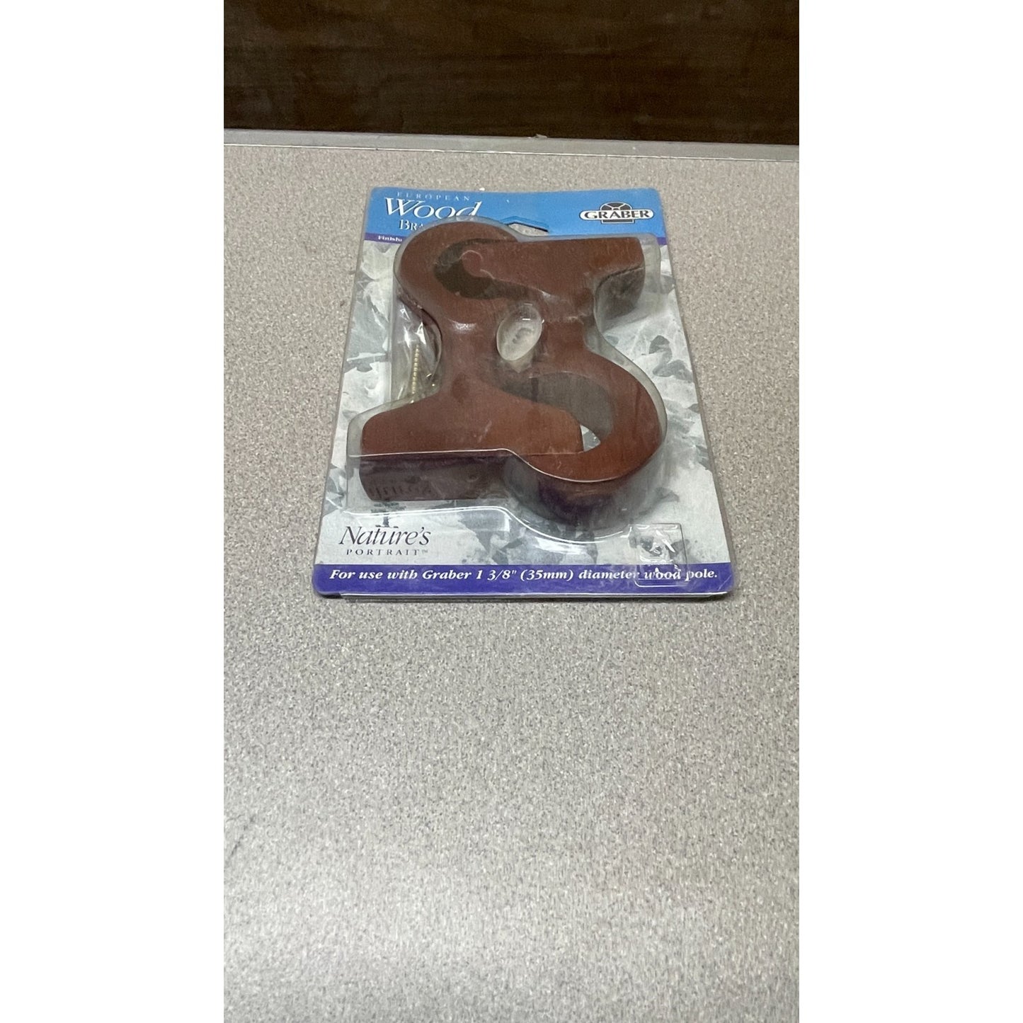 GRABER European Wood Brackets, Cherry Finish, Fits 1 3/8" Pole, Pack of 2 Brackets in package