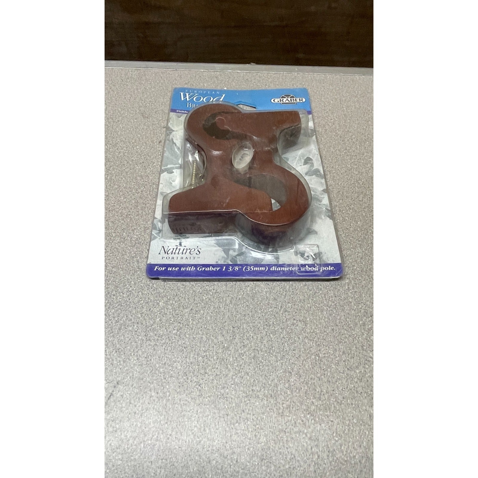 GRABER European Wood Brackets, Cherry Finish, Fits 1 3/8" Pole, Pack of 2 Brackets in package