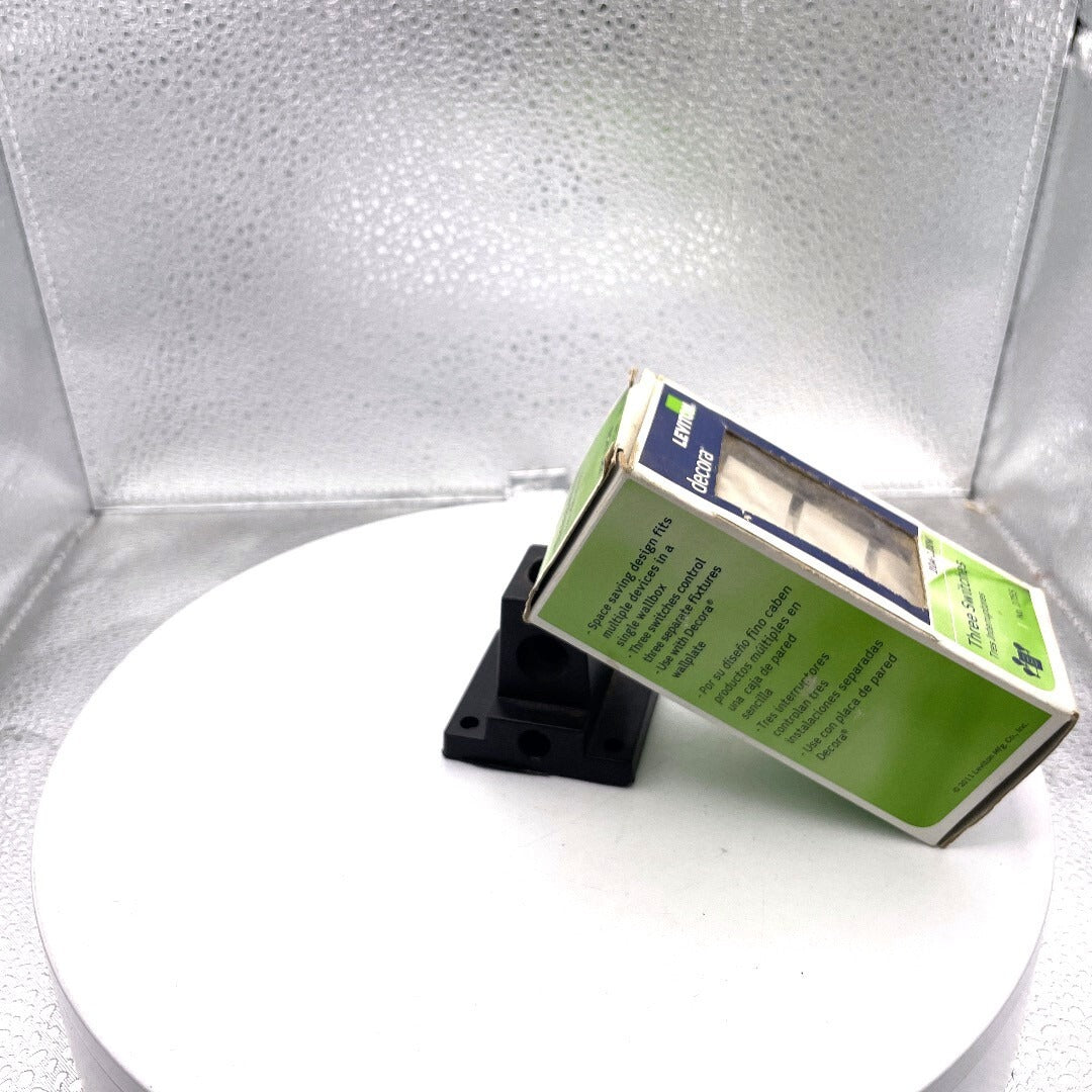 Leviton Decora Triple Rocker Combination Switch Light Almond 20A-120V, No. 1755 side of box