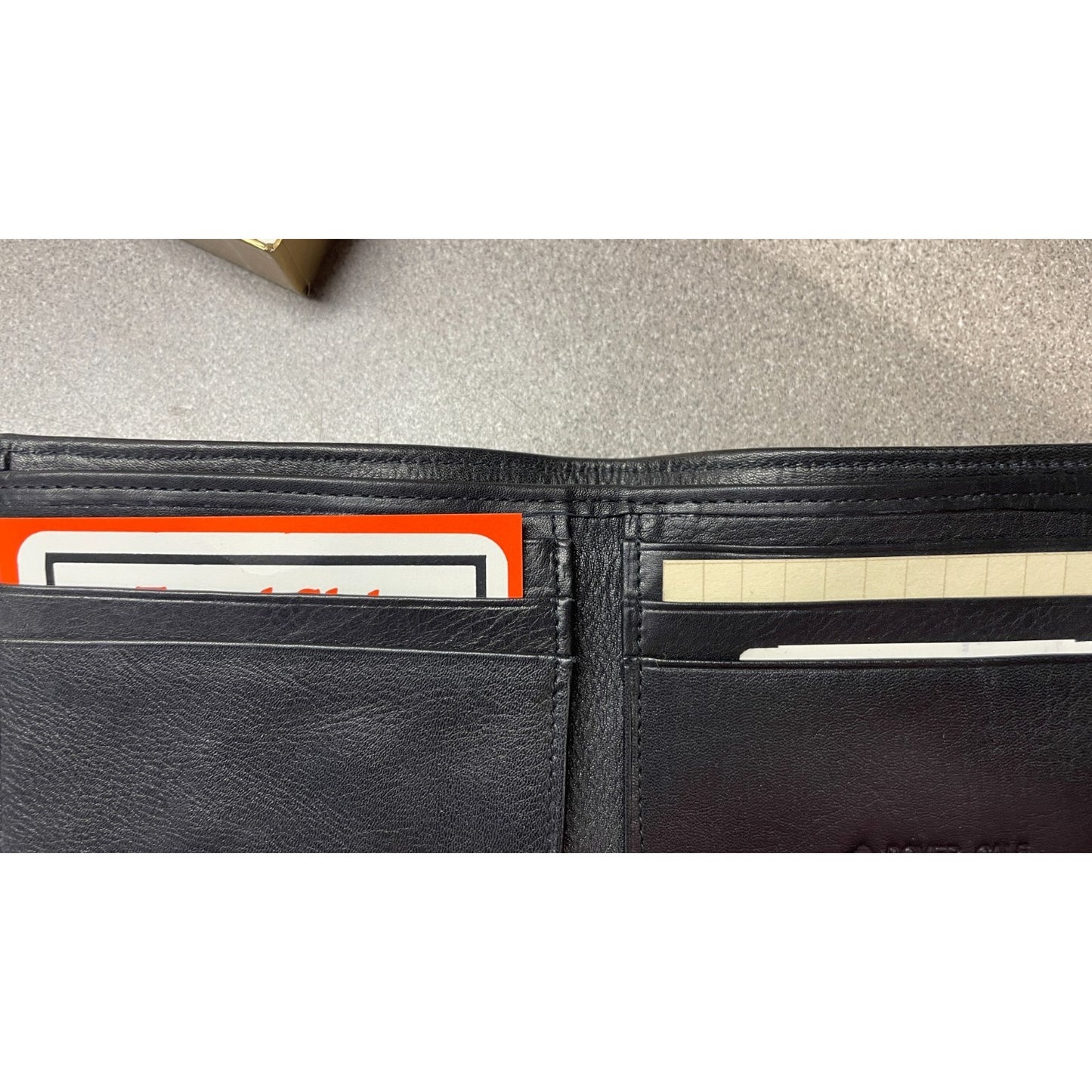 Stanley of England Black Dover Calf Leather Wallet inside of wallet showing card slots