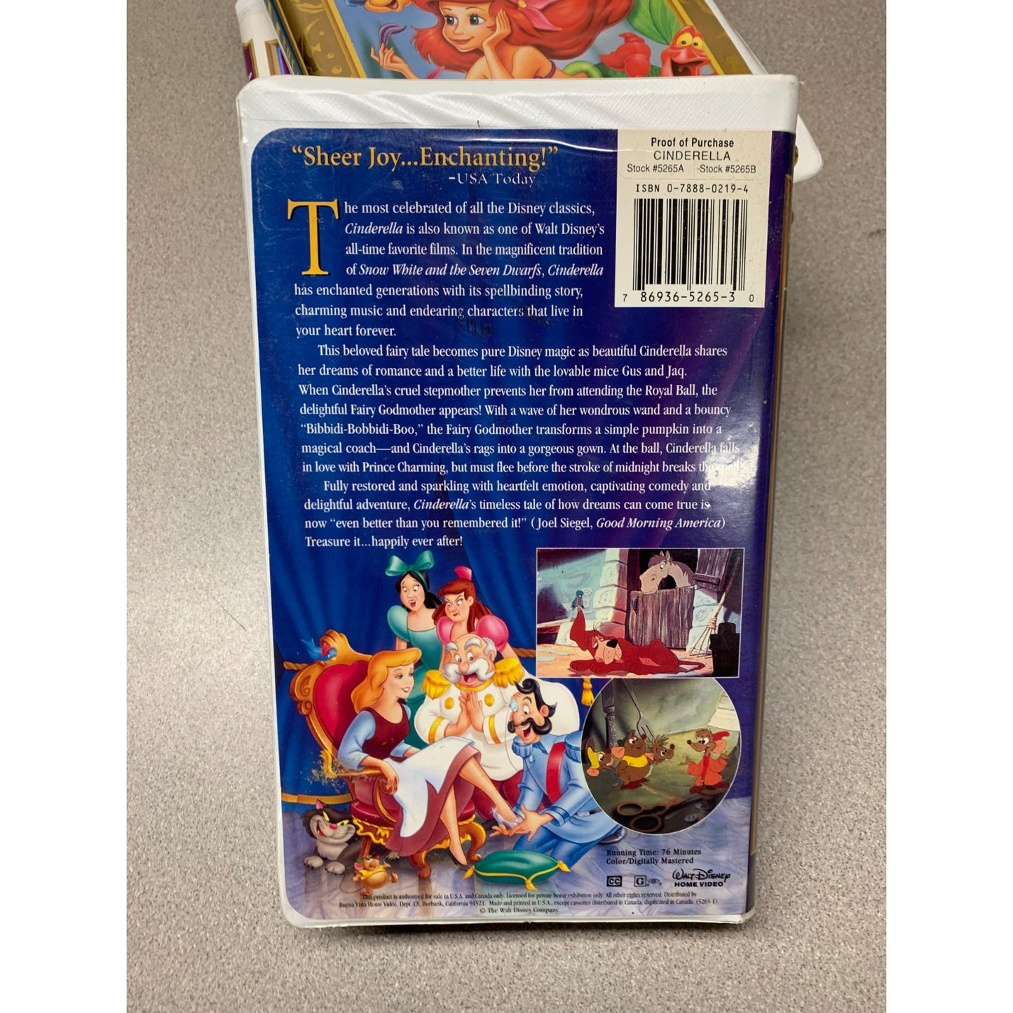 Disney VHS Masterpiece Collection set of 4 - Cinderella back of tape case story description