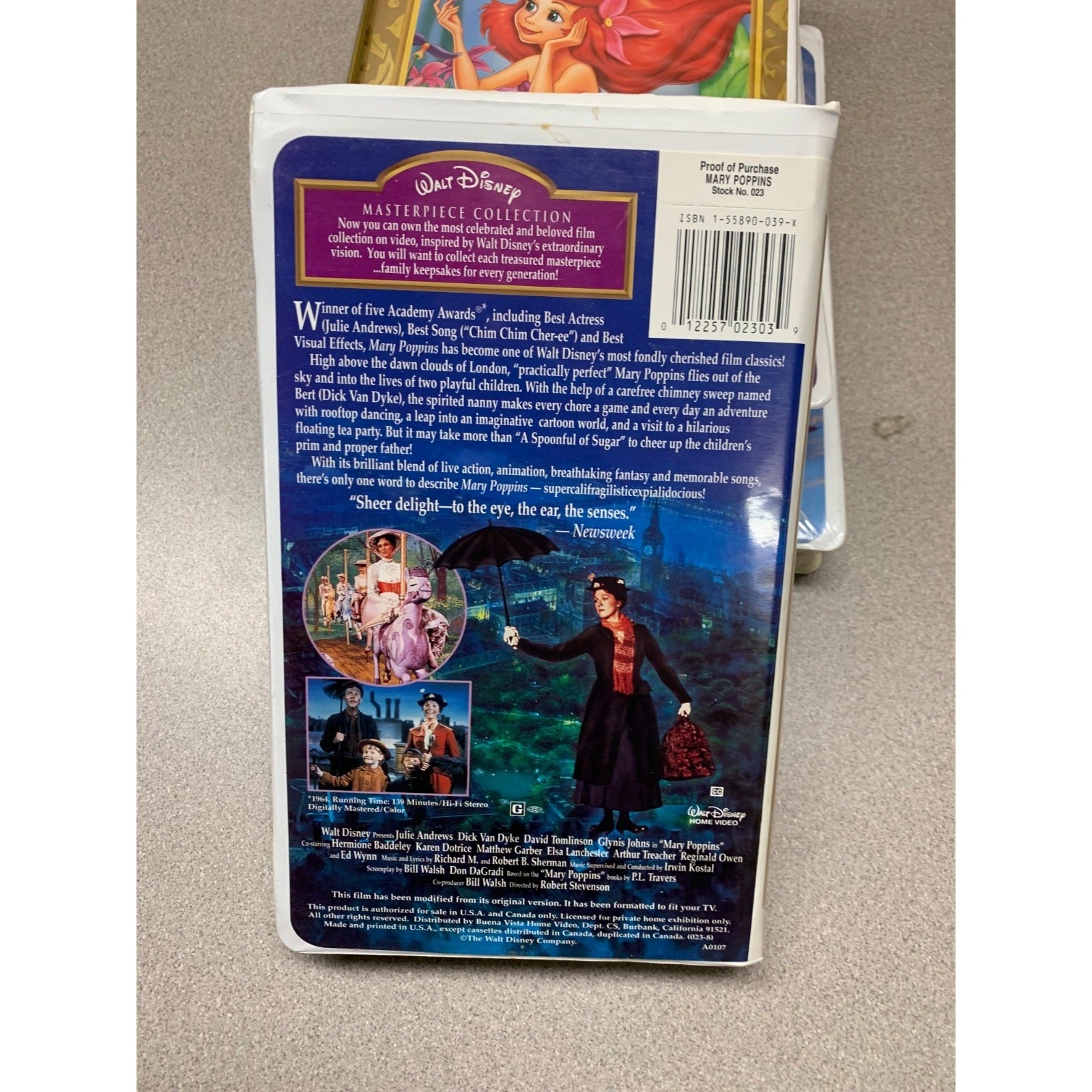 Disney VHS Masterpiece Collection set of 4 - Mary Poppins back of tape case story description