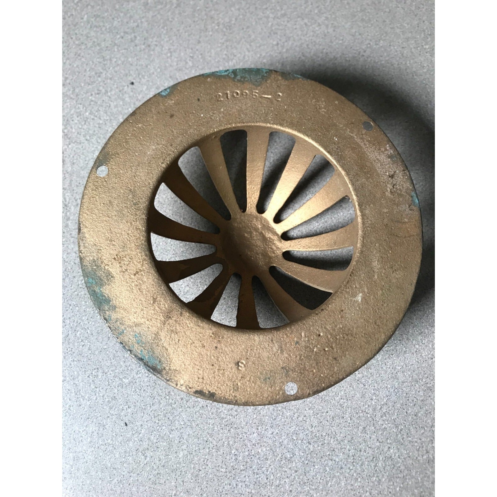 Zurn 6" Brass Drain Cover Semi Dome 21095-2 bottom view some oxidation
