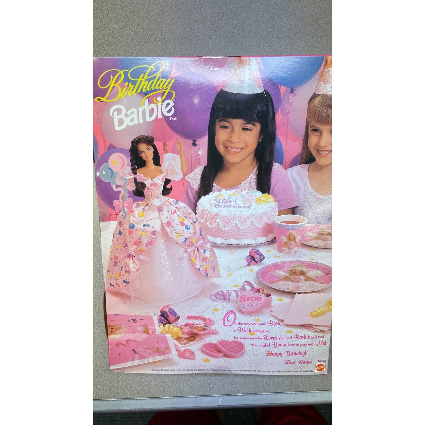 Birthday Barbie Doll Mattel 16000 back of package