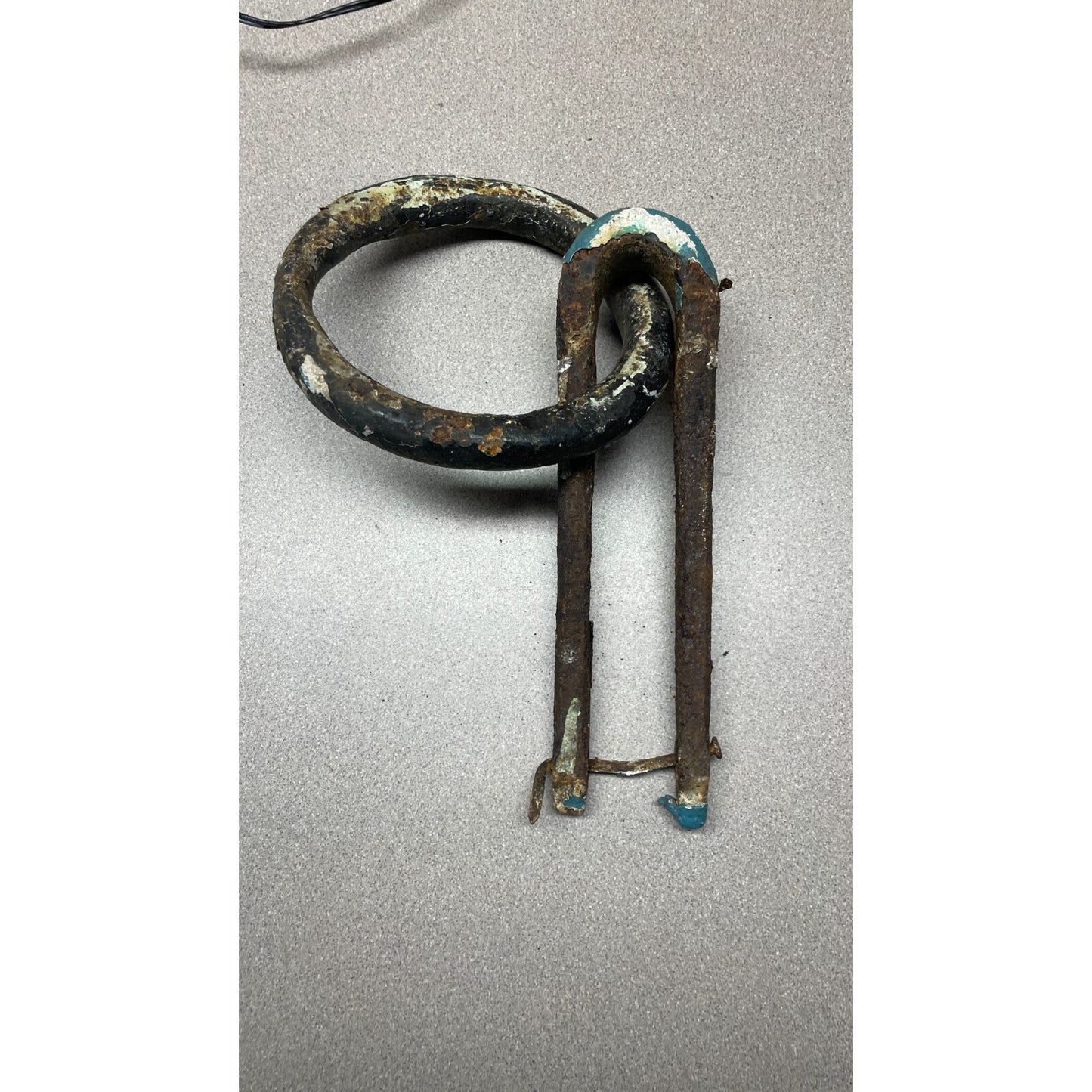 Antique Hitching Post Ring Cast Iron Holder back view