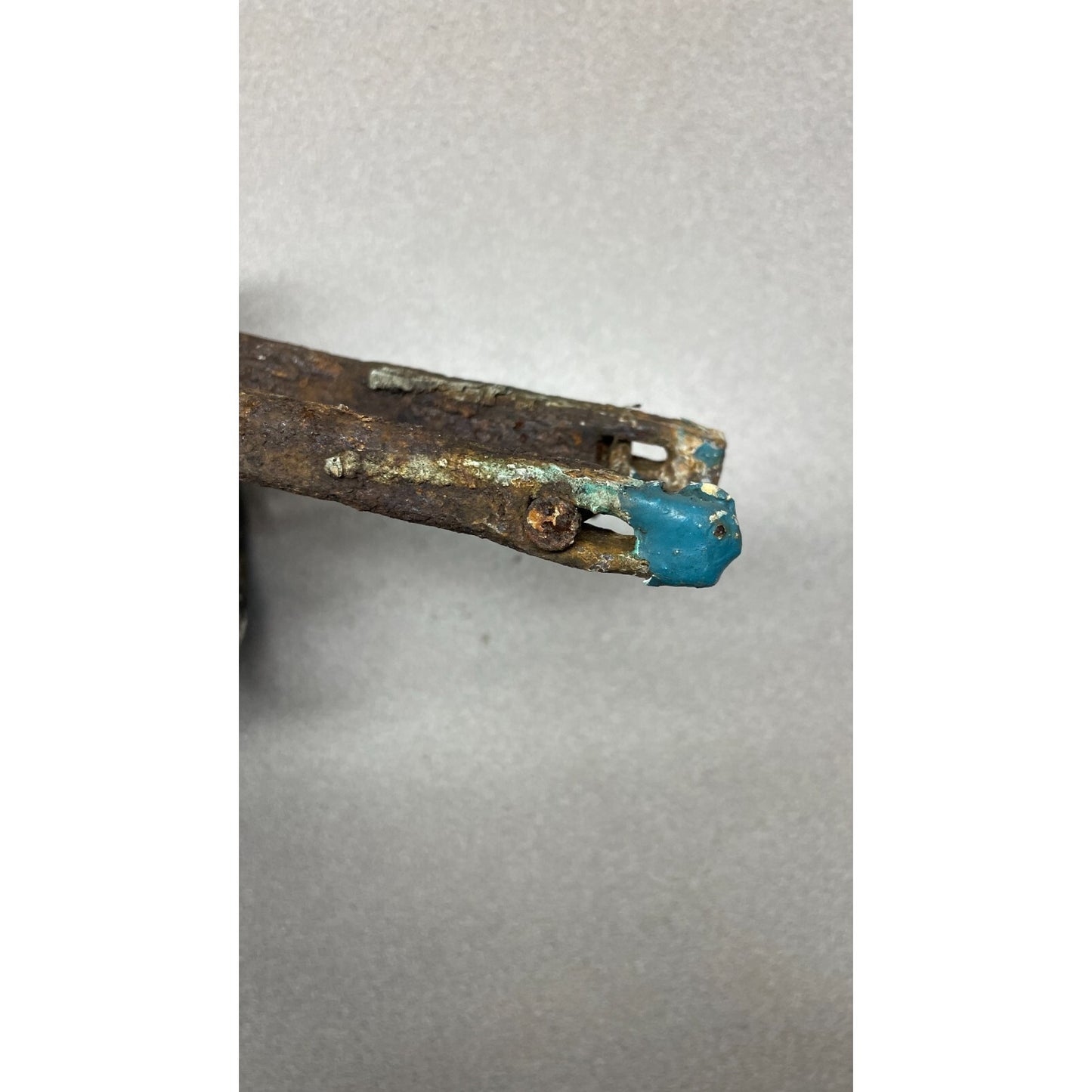 Antique Hitching Post Ring Cast Iron Holder end closeup