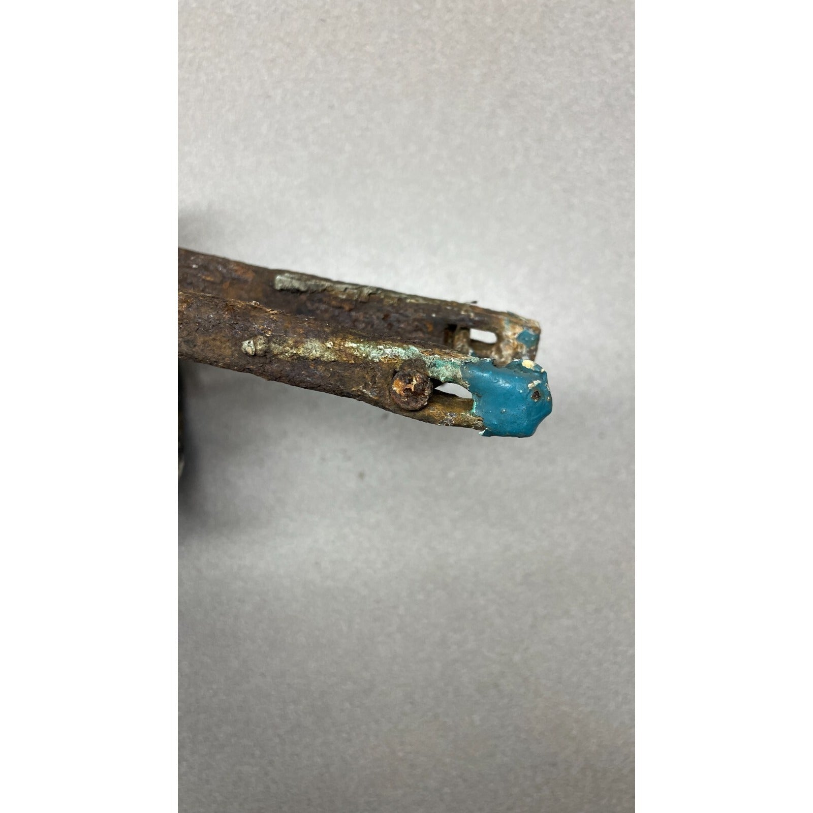 Antique Hitching Post Ring Cast Iron Holder end closeup