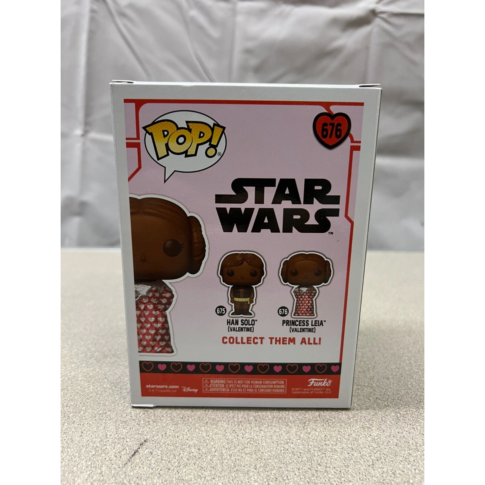 Star Wars Princess Leia (Valentine) 676 POP! Funko back of package item information