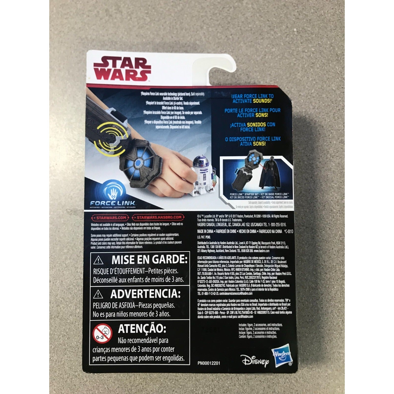 Hasbro Disney Star Wars Force Link R2D2 back of package item details
