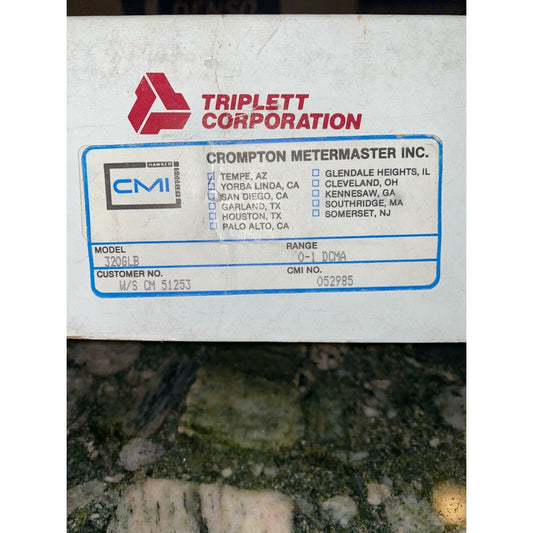Triplett Corporation label on a product box with CMI branding.