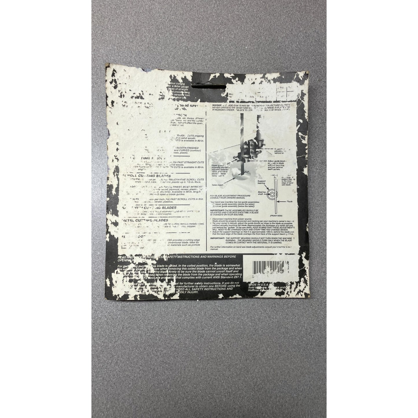 Craftsman 56 7/8" Band Saw Blade - 926653 back of package some damage to text, diagram visible