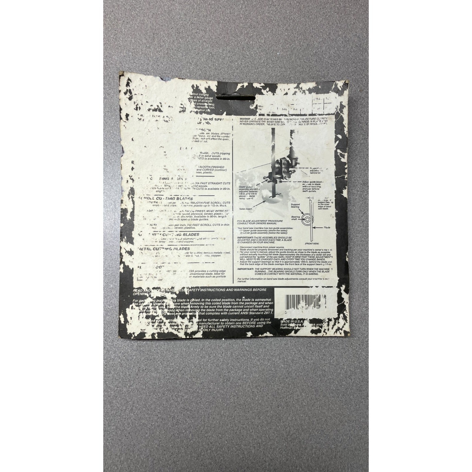 Craftsman 56 7/8" Band Saw Blade - 926653 back of package some damage to text, diagram visible