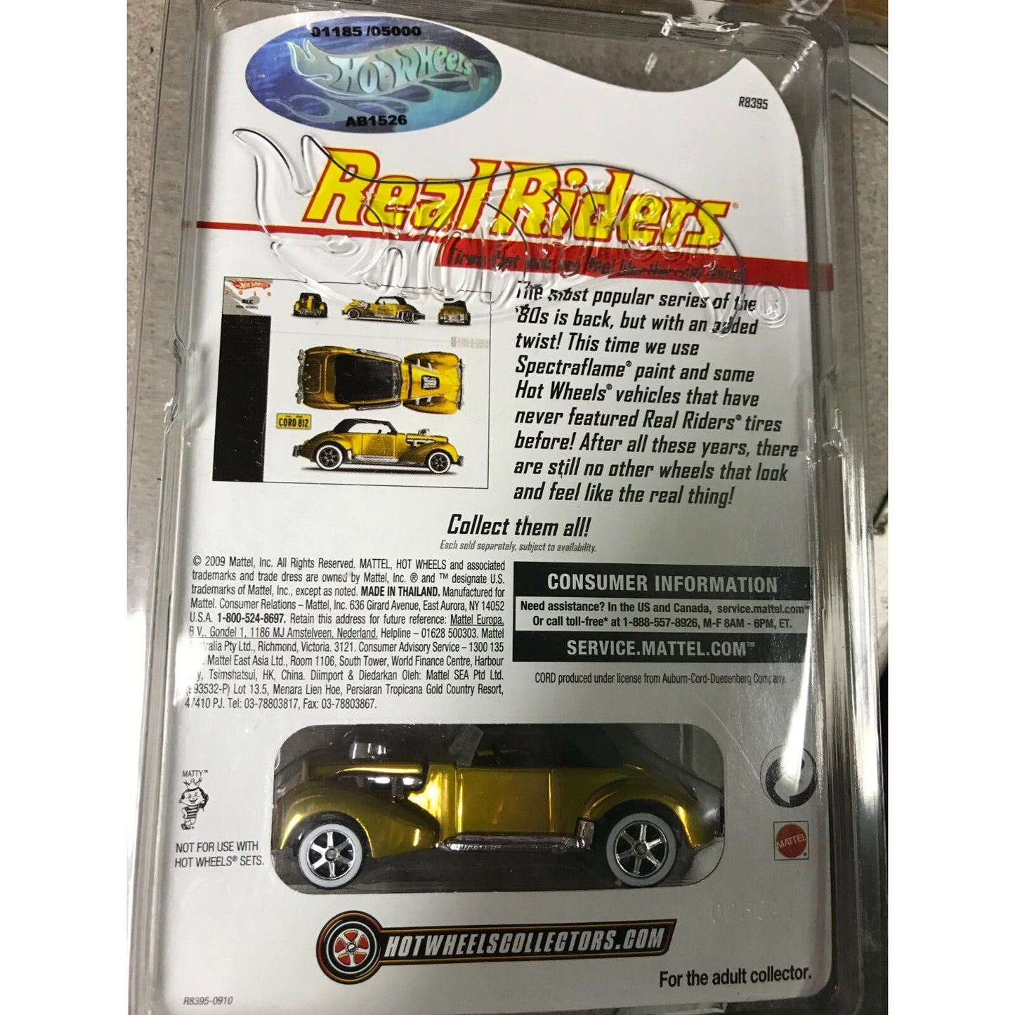 Mattel Hot Wheels Real Riders Classic Cord back of package item details