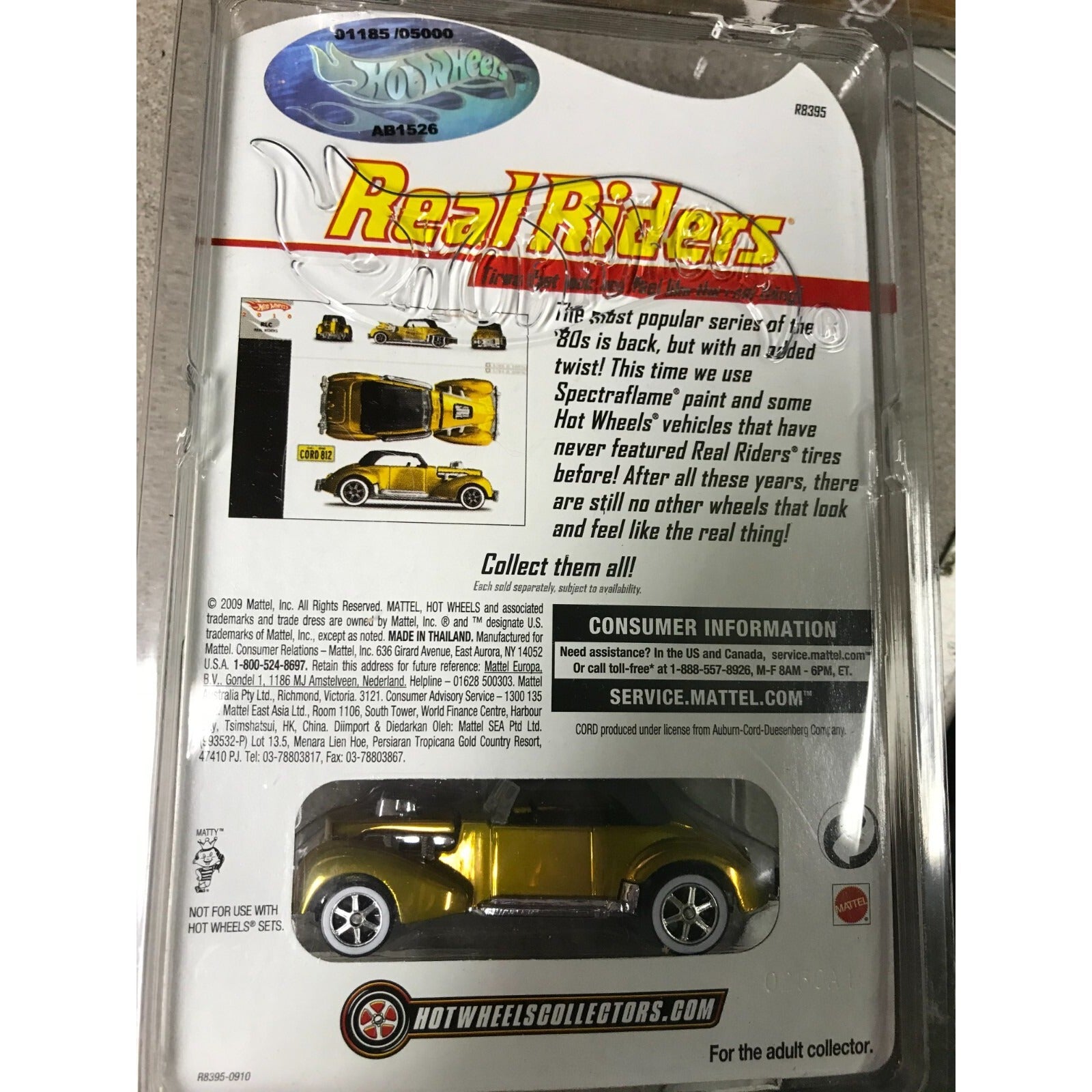 Mattel Hot Wheels Real Riders Classic Cord back of package item details