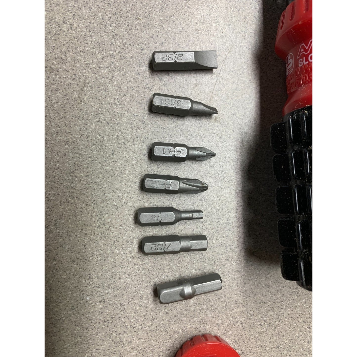 Torque Angle Ratchet Driver Restoration Hardware closeup of drill bits