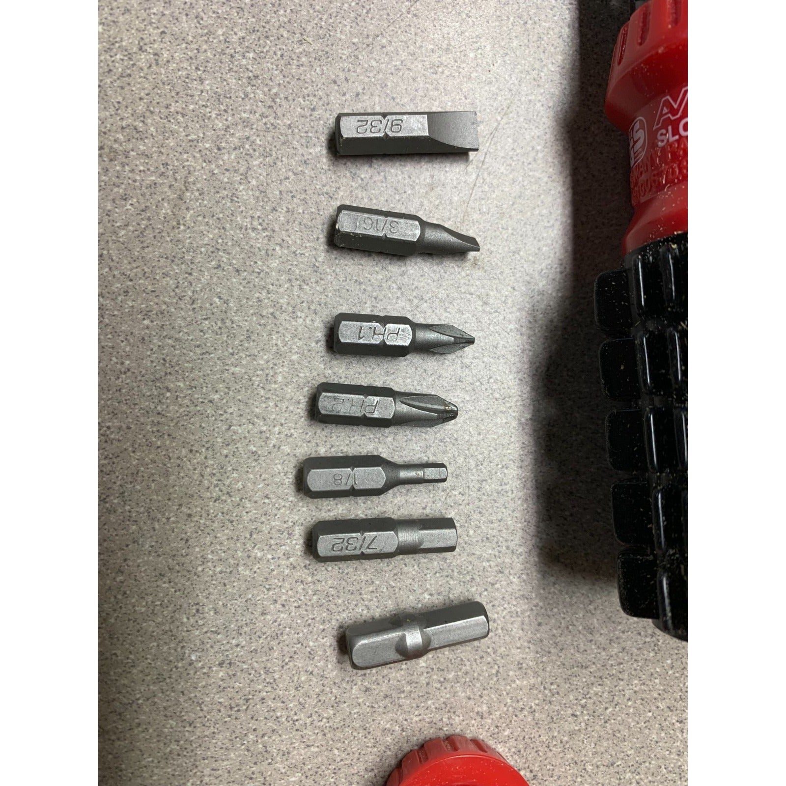 Torque Angle Ratchet Driver Restoration Hardware closeup of drill bits