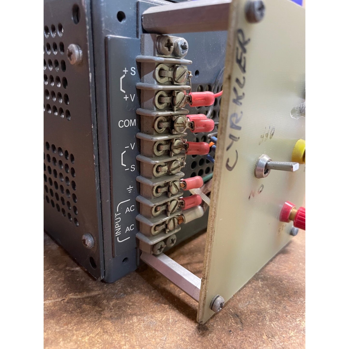 Lambda LXD-D-152-R regulated power supply back panel  with connections for input and COM