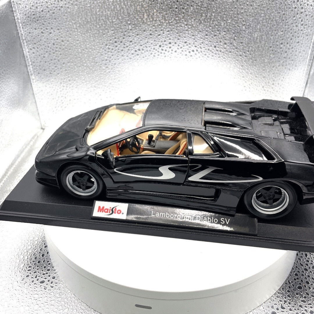 Maisto Lamborghini Diablo SV Black Die Cast with Base, Scale: 1/18 driver's side view