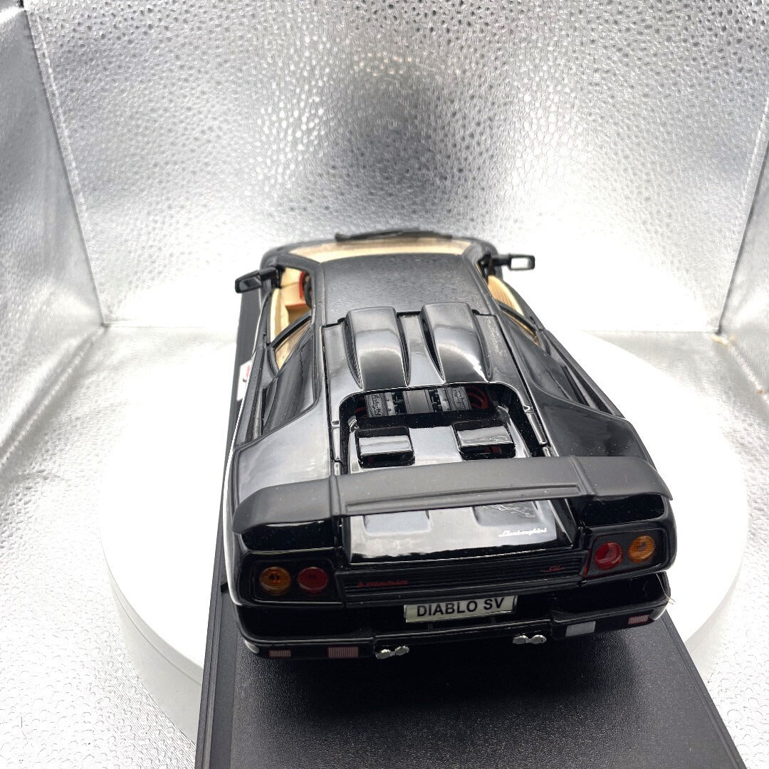 Maisto Lamborghini Diablo SV Black Die Cast with Base, Scale: 1/18 rear view