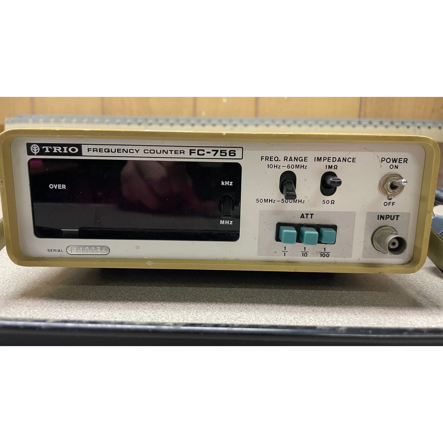 Trio Frequency Counter FC-756 closeup of front pane