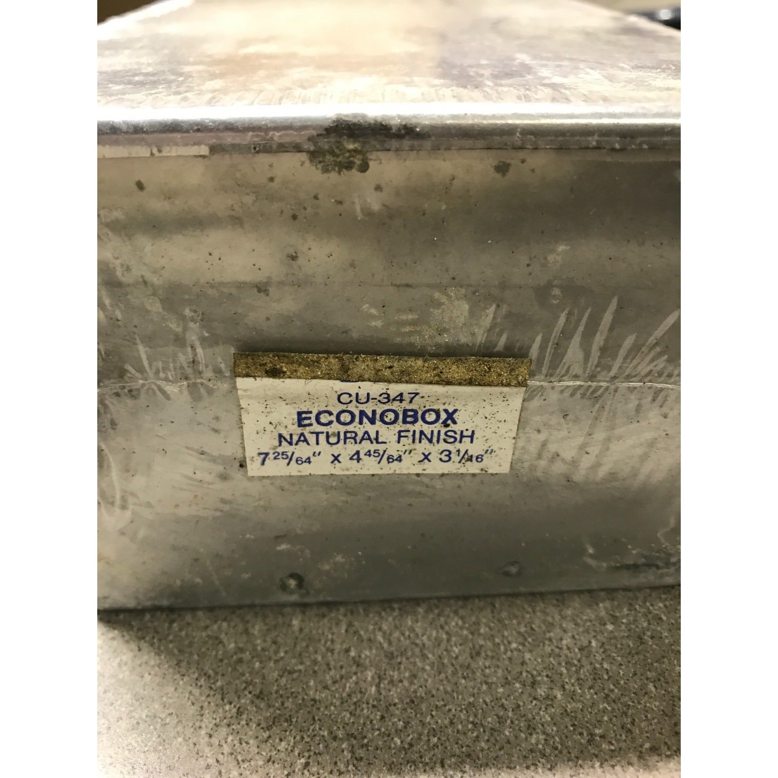 Vintage BUD Radio Inc. Econobox CU-347 Aluminum Enclosures closeup of product label