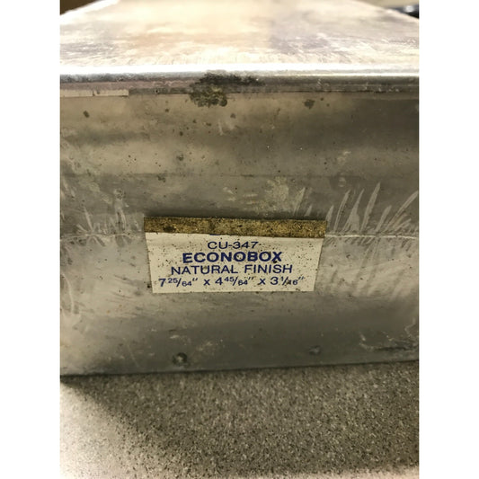 Vintage BUD Radio Inc. Econobox CU-347 Aluminum Enclosures closeup of product label