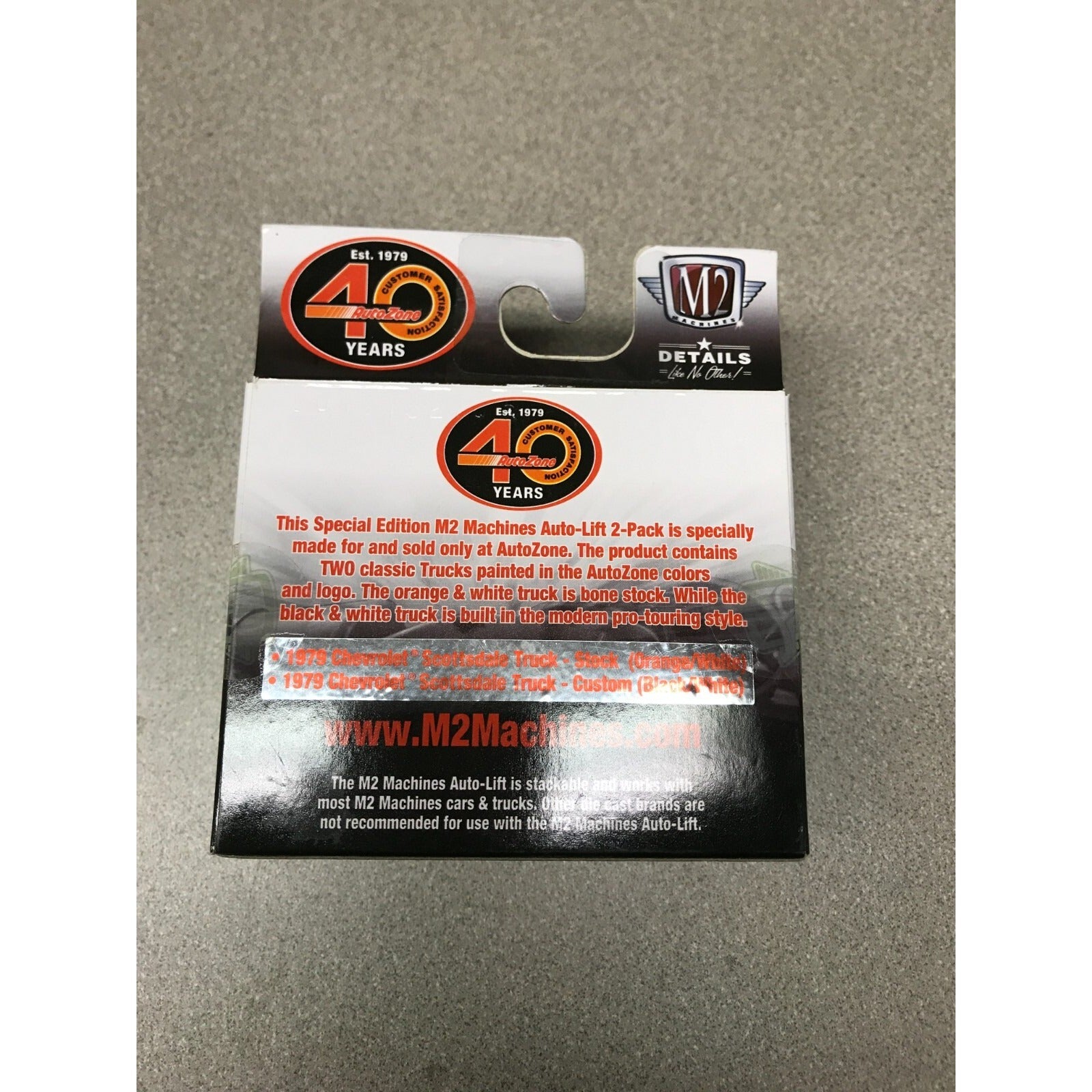 M2 AutoZone 1979 Chevrolet Scottsdale Trucks and Lift back of package item details