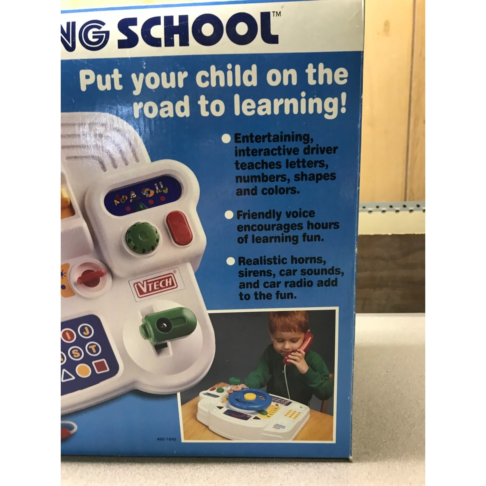 Vintage VTECH Little Smart Driving School front of box closeup details