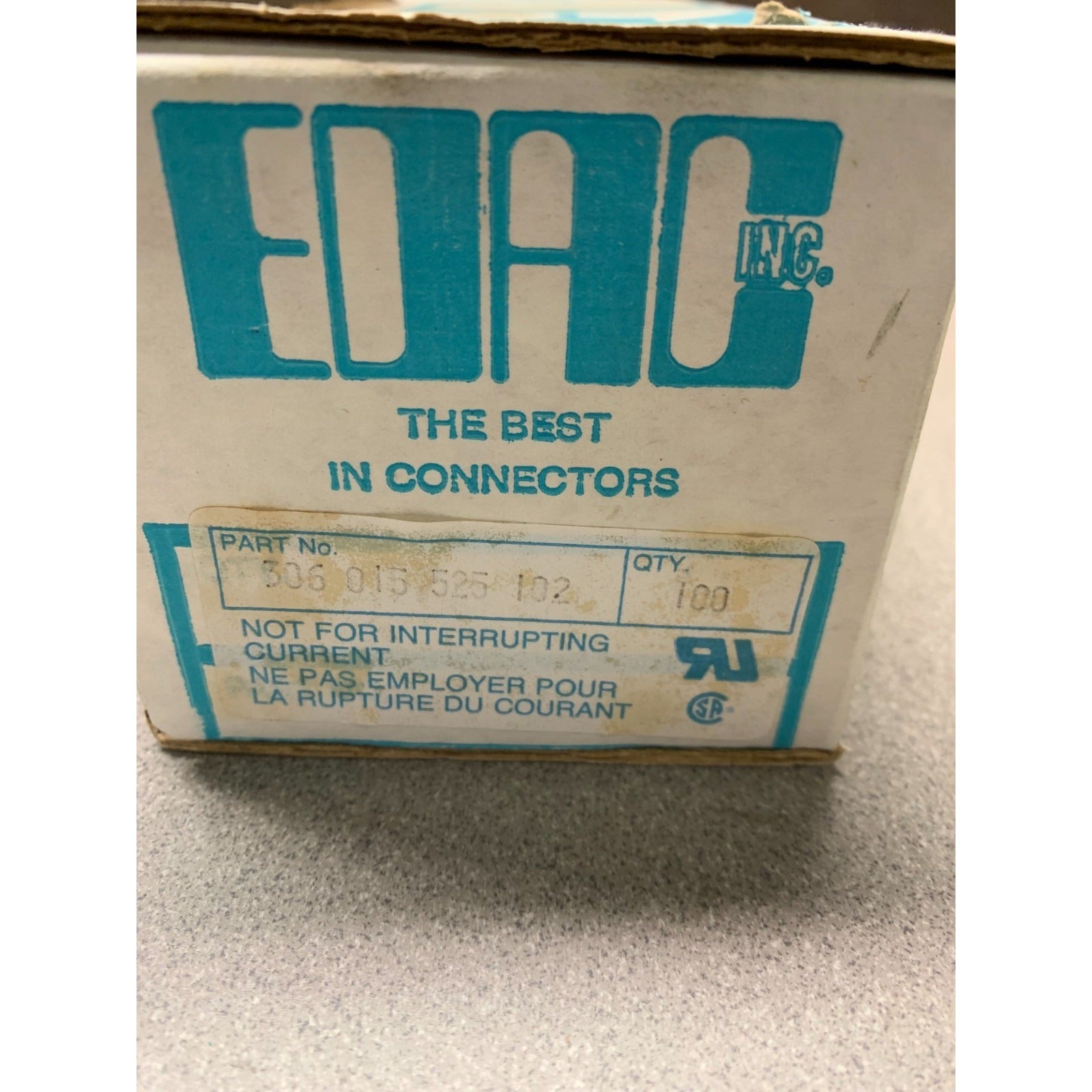 EDAC Inc. Standard Card Edge Connectors 15 Position 306-015-525-102 - Lot of 10 box with EDAC logo and part number 
