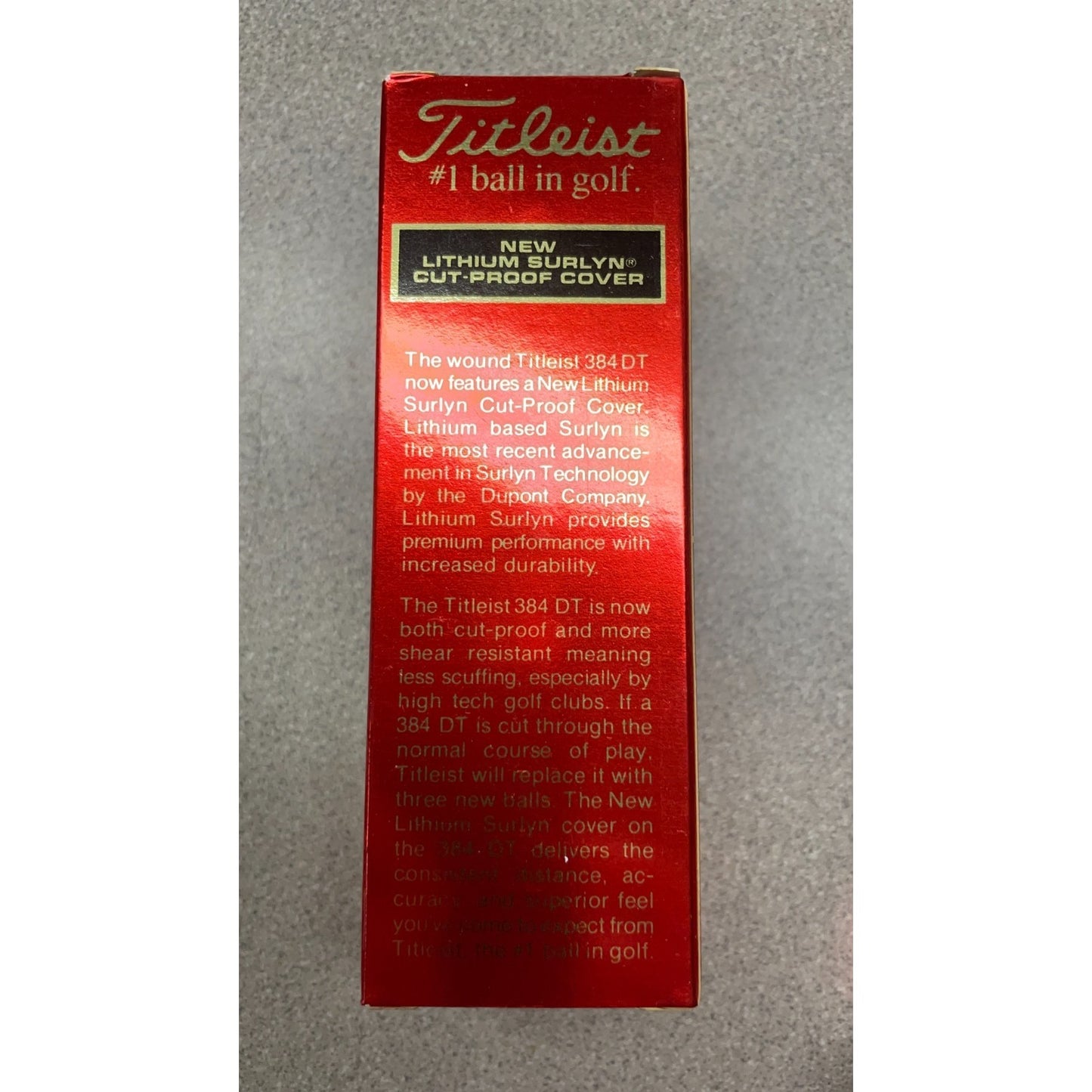 Titleist 384 DT 100 Compression Golf Balls side of box product details