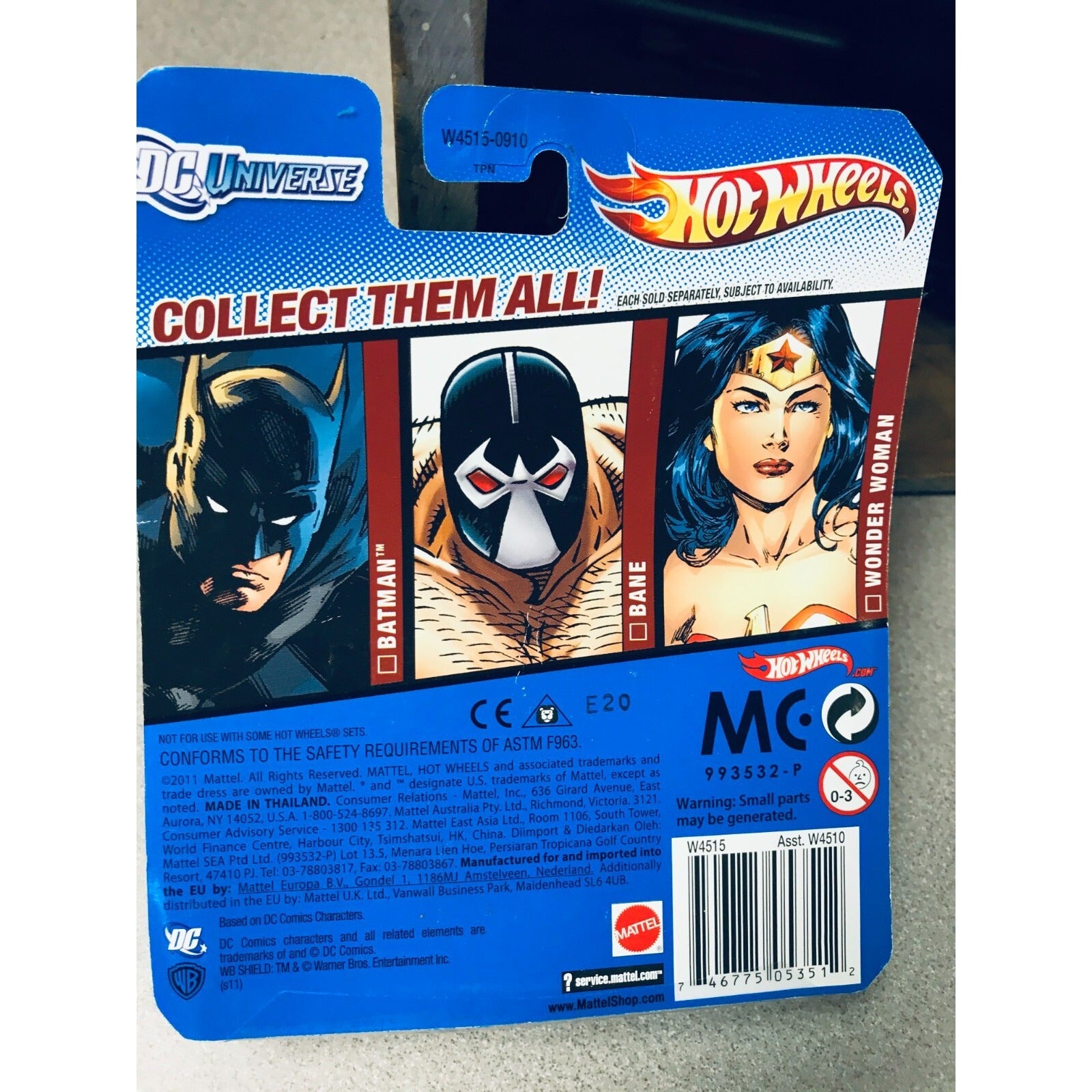 Hot Wheels DC Superman Batmobile back of package item informartion