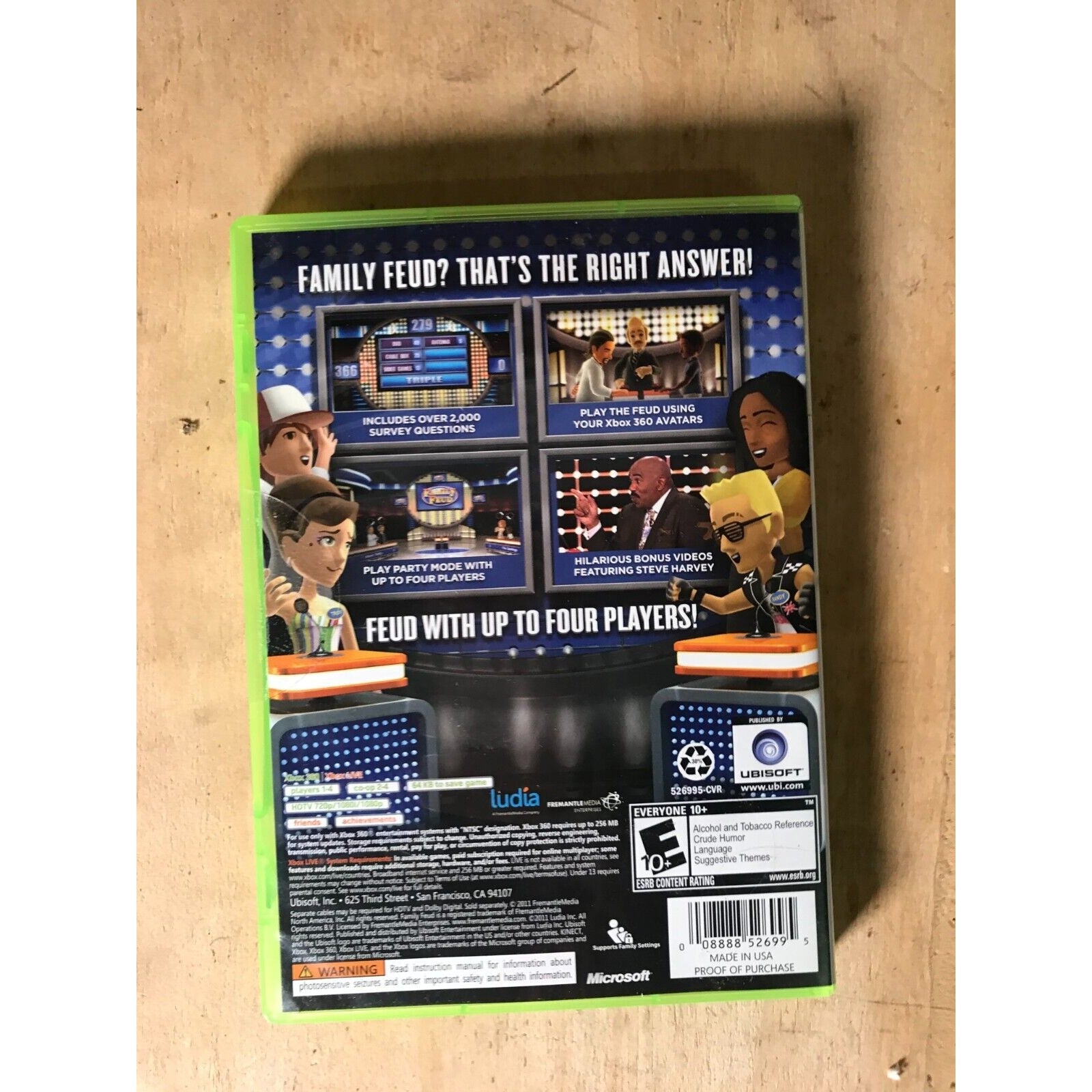 XBOX 360 Family Feud 2012 Edition back of package