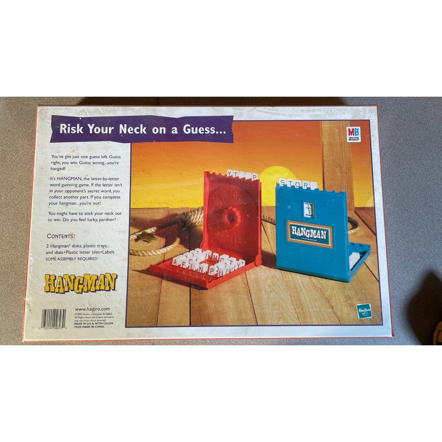 Hasbro Hangman - Original Unopened Board Game back of box with product details