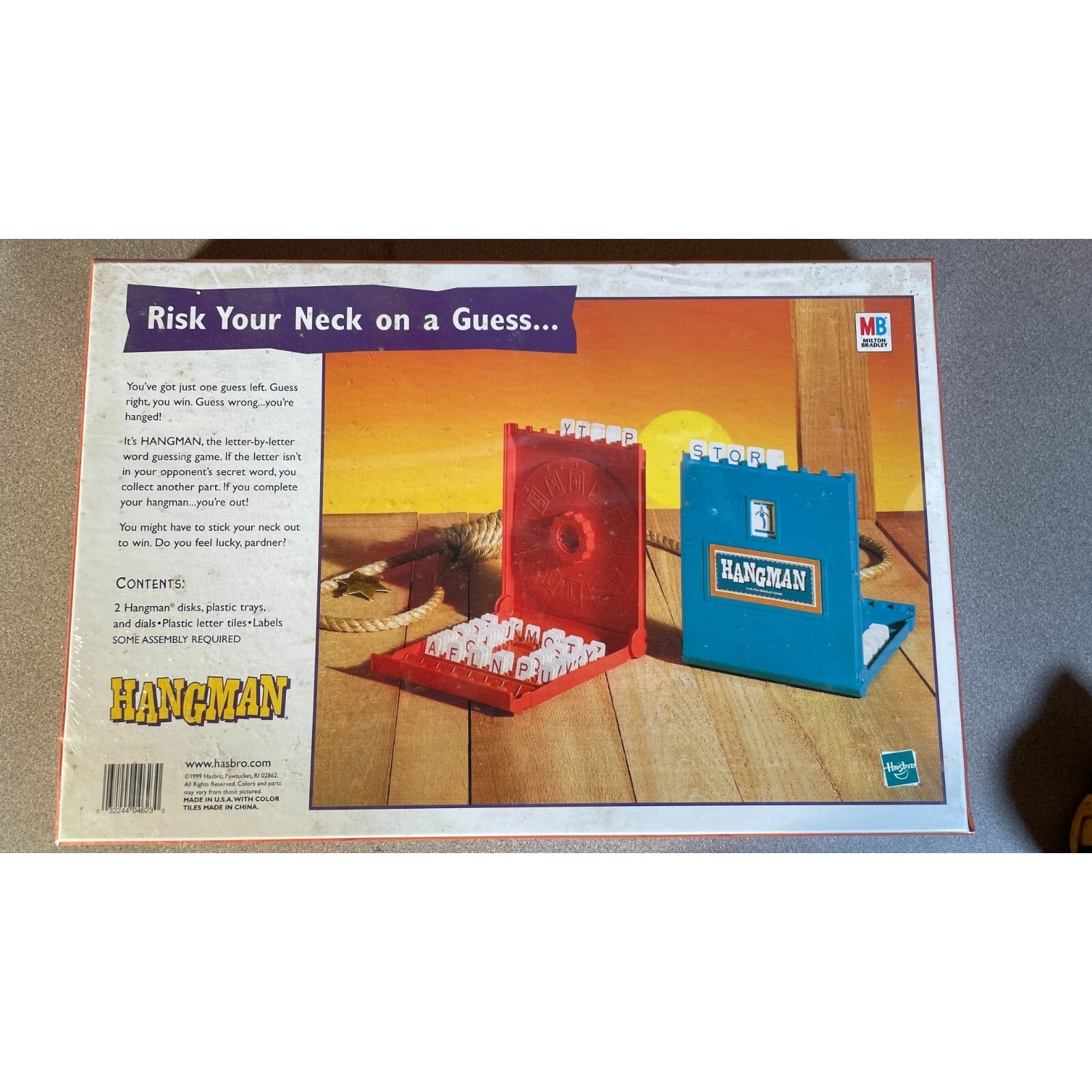 Hasbro Hangman - Original Unopened Board Game back of box with product details