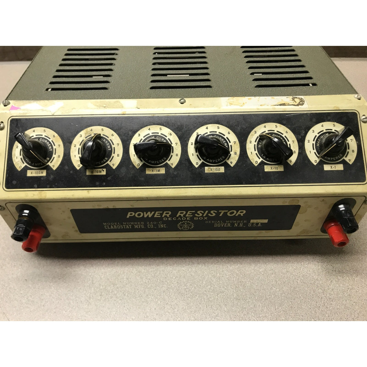 Clarostat Mfg Co 240-C Power Resistor Decade Box front panel closeup