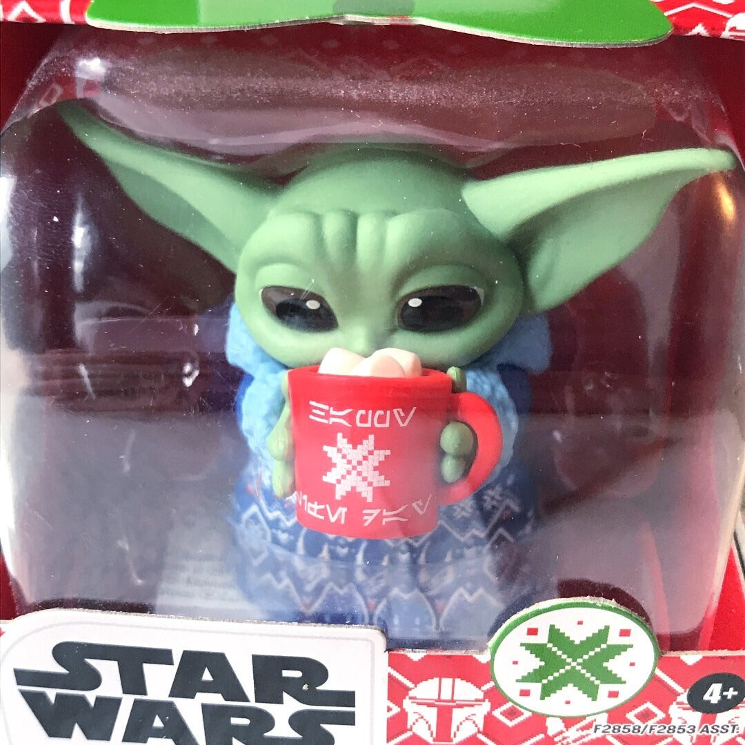 The Mandalorian the Child Christmas Set of 2 Figurines closeup of figuring in package
