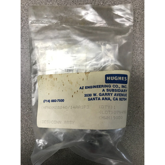 Hughes Circular Connector Assembly M28840/14AA1P3 in package shows label