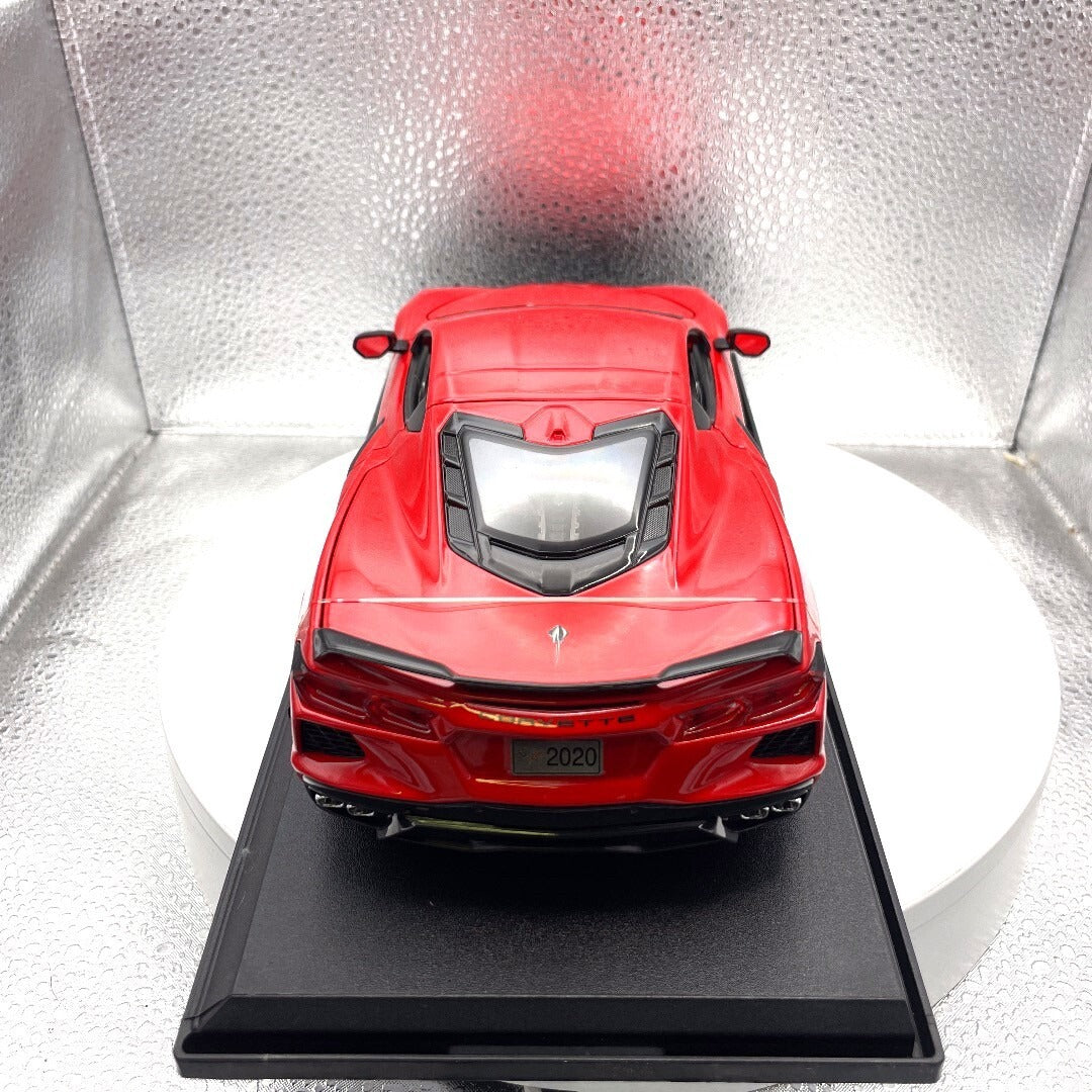 Maisto 2020 Chevrolet Corvette Stingray Coupe Red Die Cast with Base, Scale: 1/18 rear view