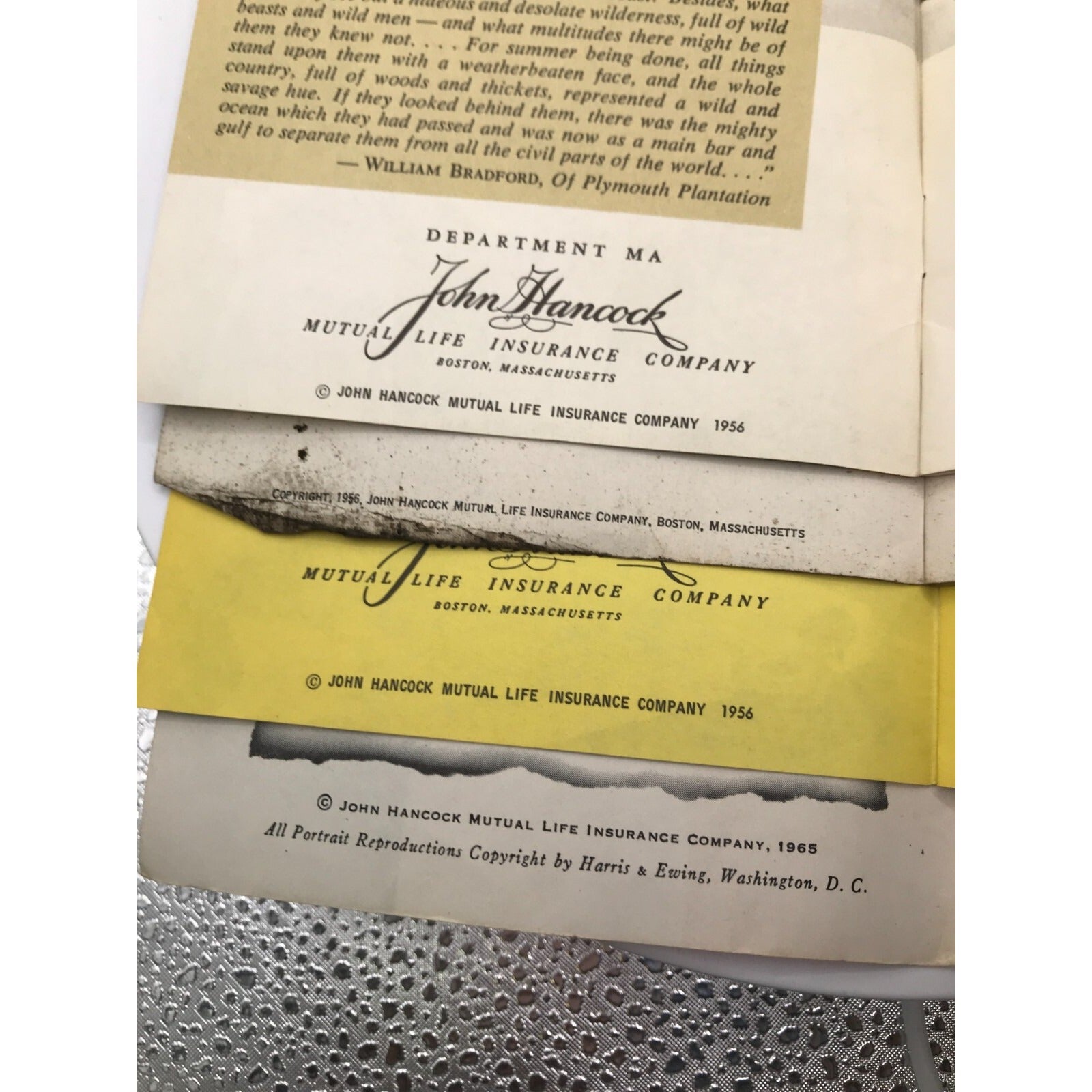 Massachusetts and US History Booklets Set of 4 from 1956 Department MA copywrite closeup of bottom of booklets