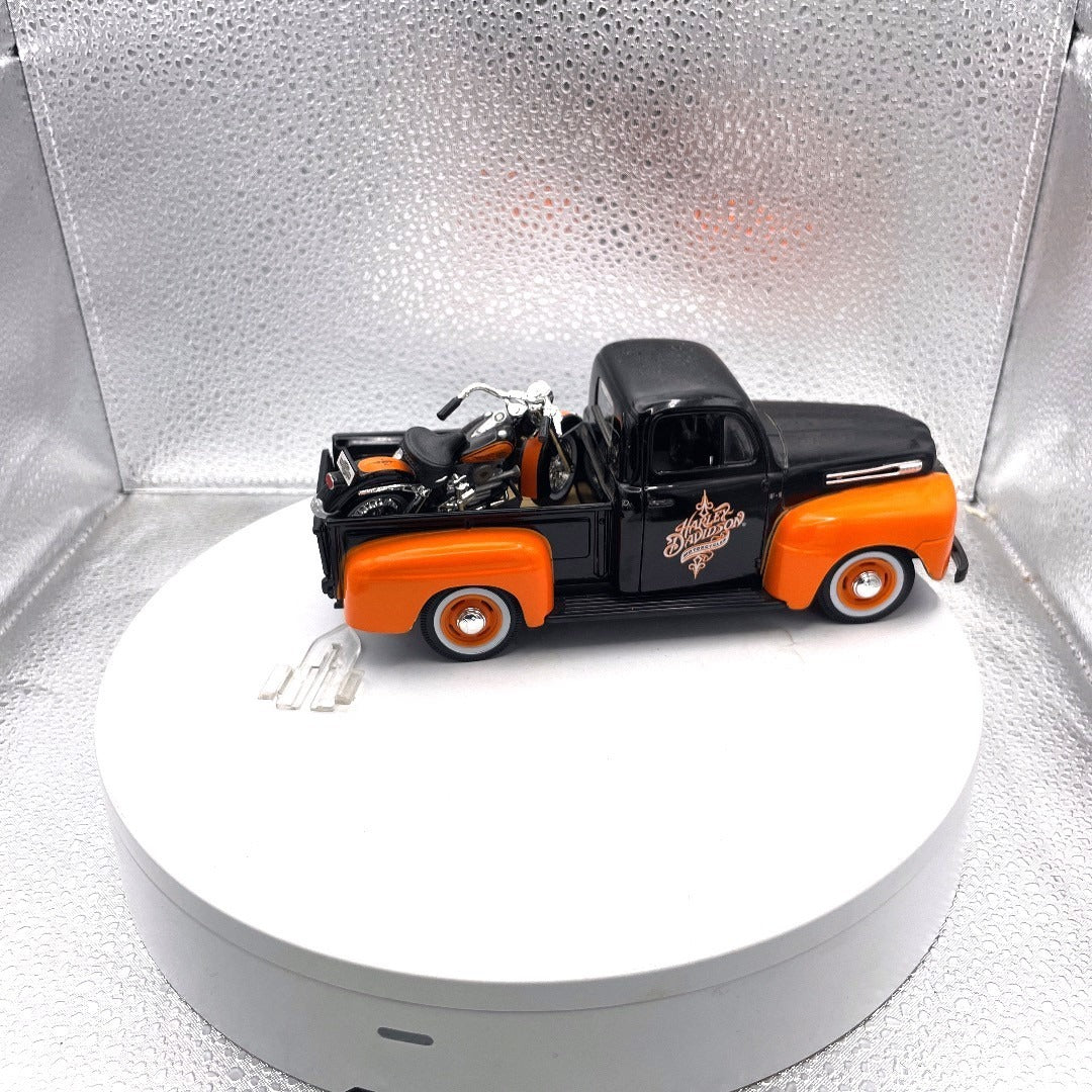 Maisto 1948 Ford F1 Pickup Harley Davidson Die Cast with Motorcycle, Scale: 1/25, No. 01618 passenger side view